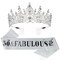 50th Birthday Sash and Tiara for Women – Silver 50 and Fabulous Sash with Crown, Birthday Decorations and Party Supplies, Gift Set for Her Celebration